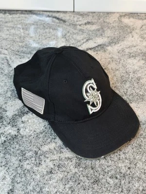 Seattle Mariners Hat Cap Strap Back Camo Brim MLB Baseball American Flag Mens - Image 1 of 3