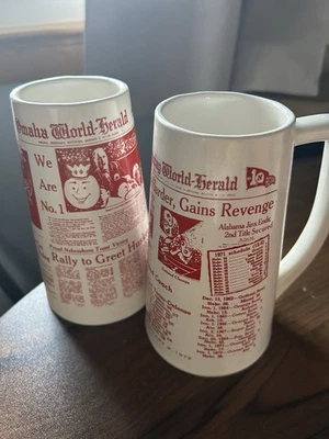 1972 Omaha World-Herald Nebraska Cornhuskers National Champs Mugs Bob Devaney - Image 1 of 2