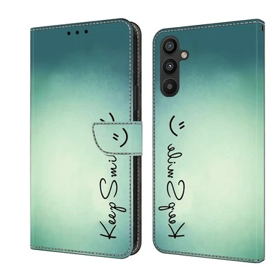 For Various Phone Card Wallet Case Bag Leather Smile Flip Stand Cover Magnetic - Image 1 of 4