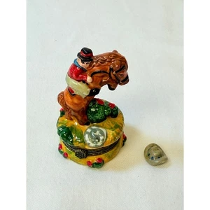 Handbemalter Cowboy auf springendem Pferd Schmuckschatulle mit Schmuckstück - Bild 1 von 7