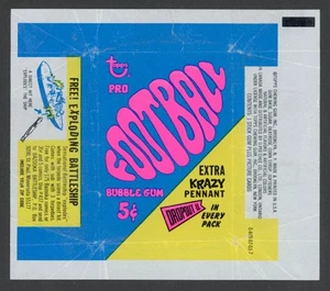 1967 Topps 5 ¢ Football Wax Pack Wrapper Exploding Battleship Side Panel Ad - Bild 1 von 1