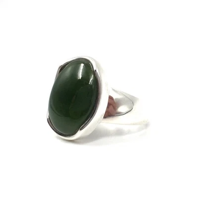 Anello uomo sigillo giada argento 925 gioiello verde 18,4 mm / 58 argent... - Immagine 1 di 4