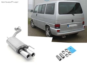 Fox Sportauspuff Endschalldämpfer VW T4 Bus Kasten 2x80mm rund eingerollt gerade - Picture 1 of 10