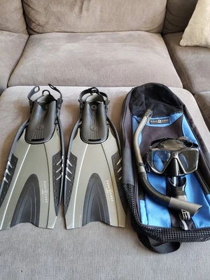 Aqua Lung Sport Snorkeling set S/M Fins Mask Snorkel And Bag - EXCELLENT COND!  — 第 1/4 张图片