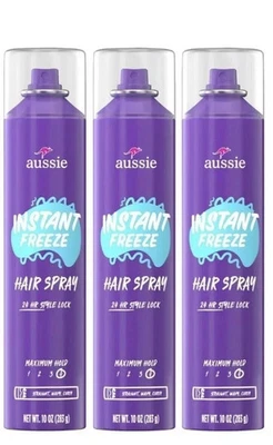 PACK de 3 spray para el cabello Aussie Instant Freeze Fórmula Original 10 oz 24 horas MÁXIMA SUJECIÓN Foto 1 de 4