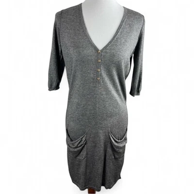 Vestido 3.1 Phillip Lim Seda Cachemira Med Lujo Dorado Botones Bolsillos Silencioso Lujo Foto 1 de 4