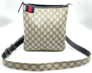 Auth GUCCI GG Supreme Sherry Line Navy PVC 246413.486628 Shoulder Bag NS071263 - Picture 1 of 21