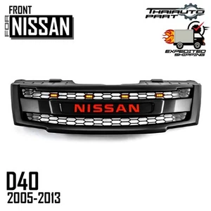 GRILLE FRONT BLACK RED LOGO LED YELLOW FOR NISSAN NAVARA FRONTIER D40 2005-2013 - Picture 1 of 12