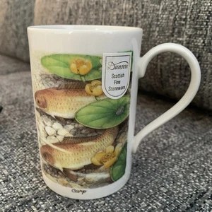 Vintage Dunoon Mug Fresh Water Fish by Richard Partis Original Tag Rare Pattern - Picture 1 of 14