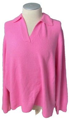 Suéter polo feminino J.crew 3X mistura de lã rosa super macio - Imagem 1 de 4
