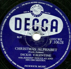 1955 UK No. 1 CHRISTMAS ALPHABET 78 DICKIE VALENTINE DECCA F 10628 E V+ - Picture 1 of 1
