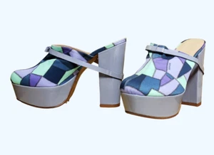 Neu Versace Versus Flieder Lackleder Mosaik Print Plateau Sabot Schuhe 37 - 7 - Bild 1 von 6