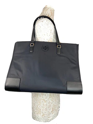 Bolsa tote Tory Burch Ella nylon cor preta W16.5xH11.5xD5" - Imagem 1 de 4