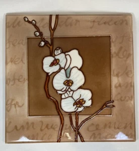 Weiße Phalaenopsis Orchidee Blume Deko Keramikfliese Wanddeko - Bild 1 von 4