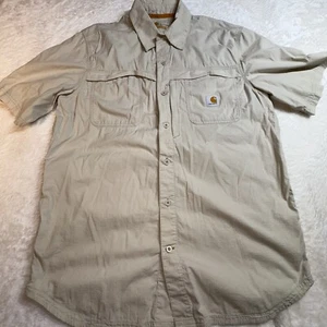 Carhartt Force Shirt Men’s L Tan Relaxed Fit Short Sleeve Beige Breathable - Picture 1 of 10