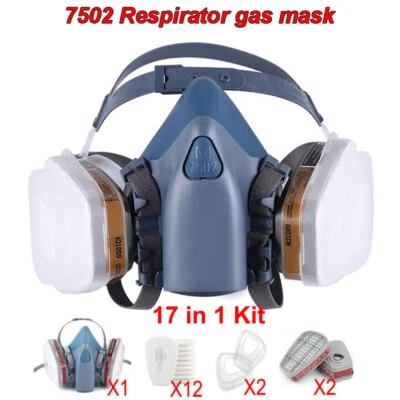 17 in 1 Half Face Gas Mask Painting Spraying Respirator Facepiece Reusable Mask - Image 1 of 4