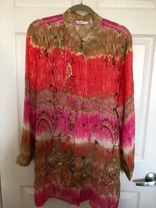 Laura Ashley Tunika transparente Seide Print Gr. XL Top gebrauchter Zustand - Bild 1 von 5