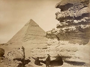 Felix BONFILS Pyramide de Khephren signé c.1870 tirage albuminé vintage photo - Foto 1 di 3