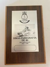 HMAS PARRAMATTA DE 46 PHOTO ETCHED PLAQUE WITH MOUNTING RAN  NAVY MEMORABILIA