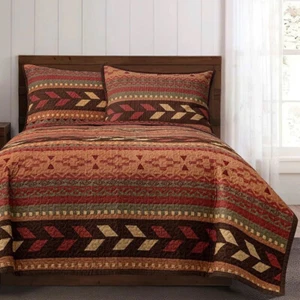 BROKEN ARROW REVERSIBLE QUILT SET HiEnd Accents Southwestern Paseo Road King - Picture 1 of 8