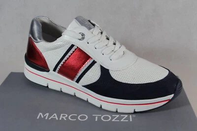 Zapatillas deportivas Marco Tozzi medio zapato con cordones blanco/azul Foto 1 de 4