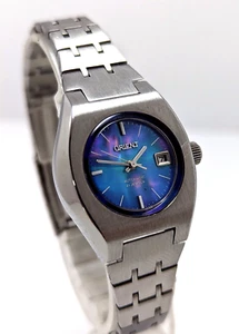 CALENDARIO AUTOMATICO ORIENT VINTAGE QUADRANTE BLU CONCHIGLIA Ref. Y497-33100 Cal. 49740 anni 70 - Foto 1 di 12