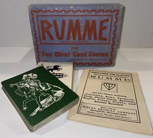 VINTAGE MILTON BRADLEY RUMME KARTENSPIEL IN BOX MIT ANLEITUNG, COPYRIGHT 1914 - Bild 1 von 12