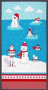 Stoff Baby Eiskumpels Eisbären Pinguin Fuchs Panel Baumwolle 23"x42" - Bild 1 von 4