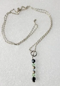 Handmade Sterling Silver Lariat Pendant-Hematite/Swarovski Crystal/SS... - Picture 1 of 2
