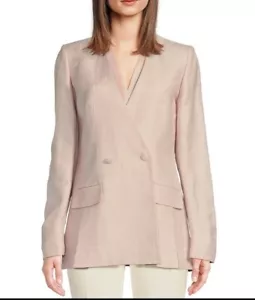Calvin Klein Women's Blush Suit Linen Blend Double Breasted Blazer Size 10 $159 - Picture 1 of 14