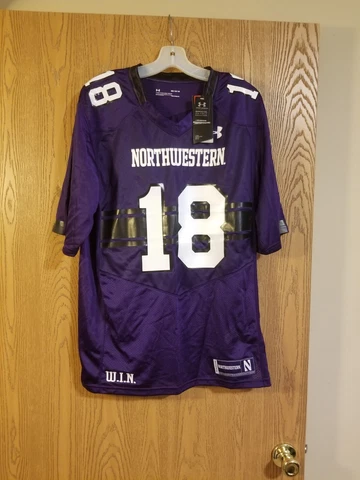 Under Armour Northwestern Wildcats Heat Gear #18 Welsh-Ryan Jersey Adult M NWT Cover
