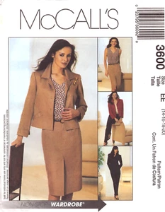 McCall's 3600 ~ Misses'/Miss Petite ~ Unlined Jacket-Top-Pants & Skirt ~ 14-20 - Picture 1 of 4