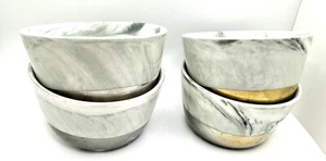 Ciroa Luxe Appetizer Bowls Set Of 4 Gray & White Marble Pattern 2 Gold 2 Silver - Picture 1 of 7