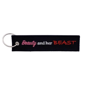 Beauty & her Beast Keychain Key Tag for Motorcycles, Scooters, Cars & Gifts BLK - Picture 1 of 1
