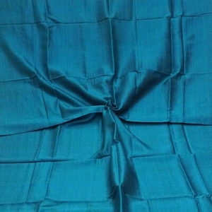 Vintage Peacock Blue 100% Pure Silk Handloom Sari Remnant 4YD Craft Fabric Scrap - Picture 1 of 4