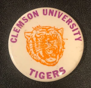 Clemson University Tigers NCAA VINTAGE ACC College Button Pinback - Picture 1 of 2