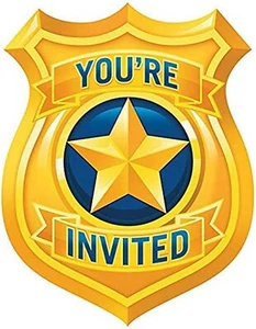 Police Party Cop Officer Hero Kids Birthday Party Invitations w/Envelopes - Picture 1 of 1