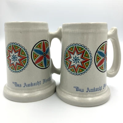 Pfaltzgraff Das Awksch Fescht Macungie PA Stein Mug Hex Signs Set of 2 Foto 1 de 4