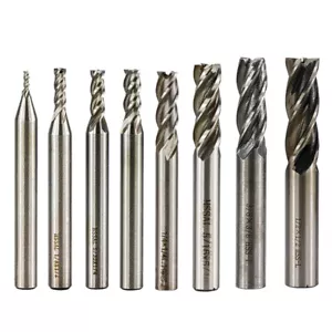 8 Stck. 4 Flöte HSS CNC Schaftfräser für Aluminium 1/16-1/2 Zoll Router Bit Fräser - Bild 1 von 11