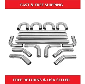 16Pcs 3"OD Stainless Mandrel Bend Straight U-Bend Custom Exhaust Tubing Pipe Kit - Picture 1 of 7