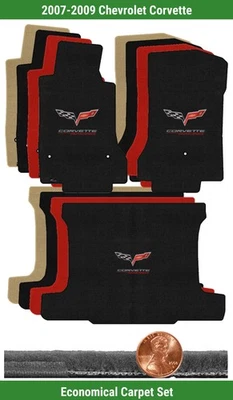 Juego de alfombrillas Velourtex personalizadas para Chevy Corvette '07-09 con logotipo (3 piezas) #GRG Foto 1 de 4