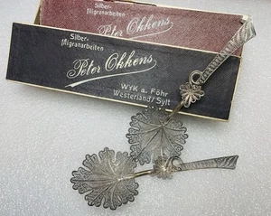 Antique Estate Collectible Two Silver Filibree Spoons in Original Boxes Germany - Picture 1 of 4