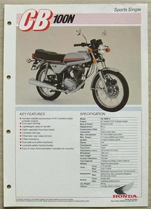 HONDA CB100N MOTORCYCLE Sales Specification Leaflet 1981 - Picture 1 of 2