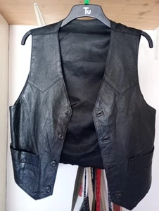 Vintage Leather Waistcoat Vest - Regular Fit - Picture 1 of 12