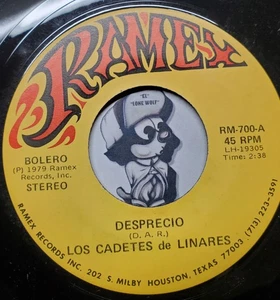 "Tejano Tex Mex" Los Cadetes De Linares Desprecio "Rare 45" - Picture 1 of 2