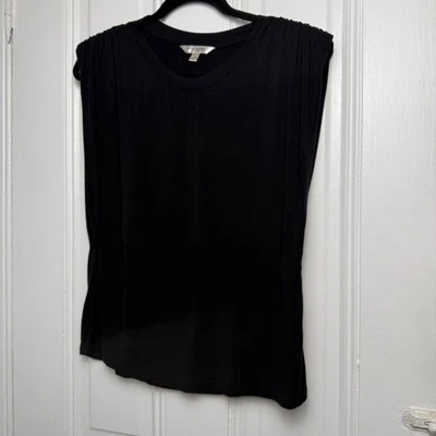 Banana Republic Threadsoft Black Shoulder Pad Muscle Tee Womens Medium Stretch - Image 1 of 4