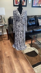 Size 16 Ashro Black White Wrap around Maxi Dress - Picture 1 of 7