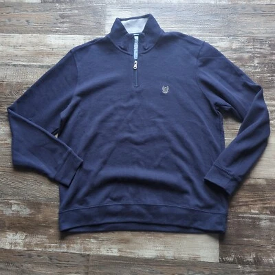 Chaps Half Zip Henley Sweater Mens Sz Extra Large Navy Blue Preppy College  - Image 1 of 4