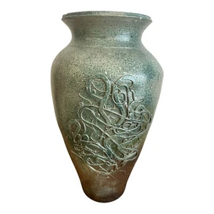 VINTAGE LARGE HANDCRAFTED RAKU STYLE SIGNED VASE POTTERY - Picture 1 of 13