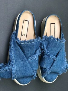 N 21 New Womens Shoes Blue Canvas Size 36 US 6 Platform - Picture 1 of 14